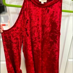 Ganjo LA cold shoulder crushed velvet-look top